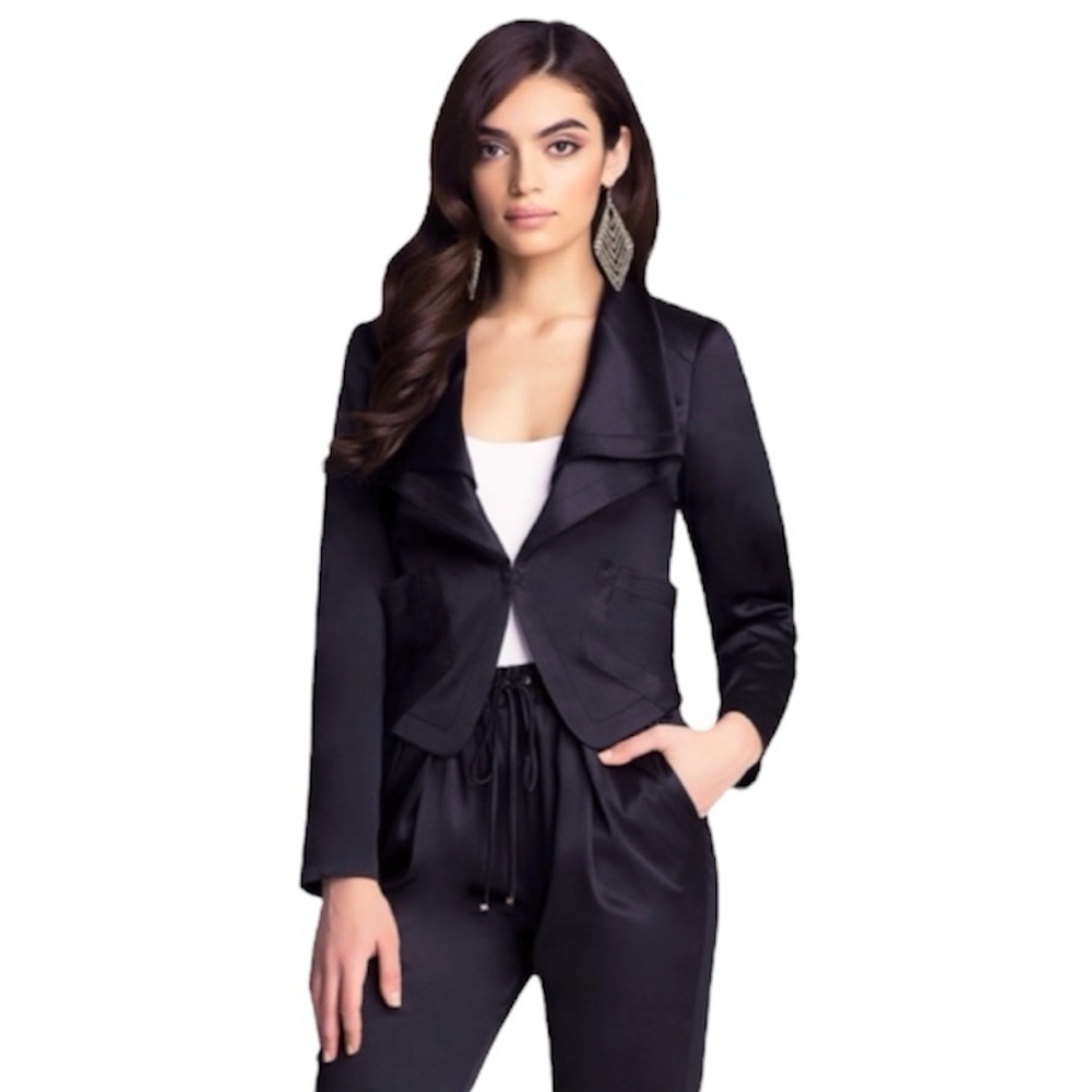Bebe Textured Satin Jacket In Black
